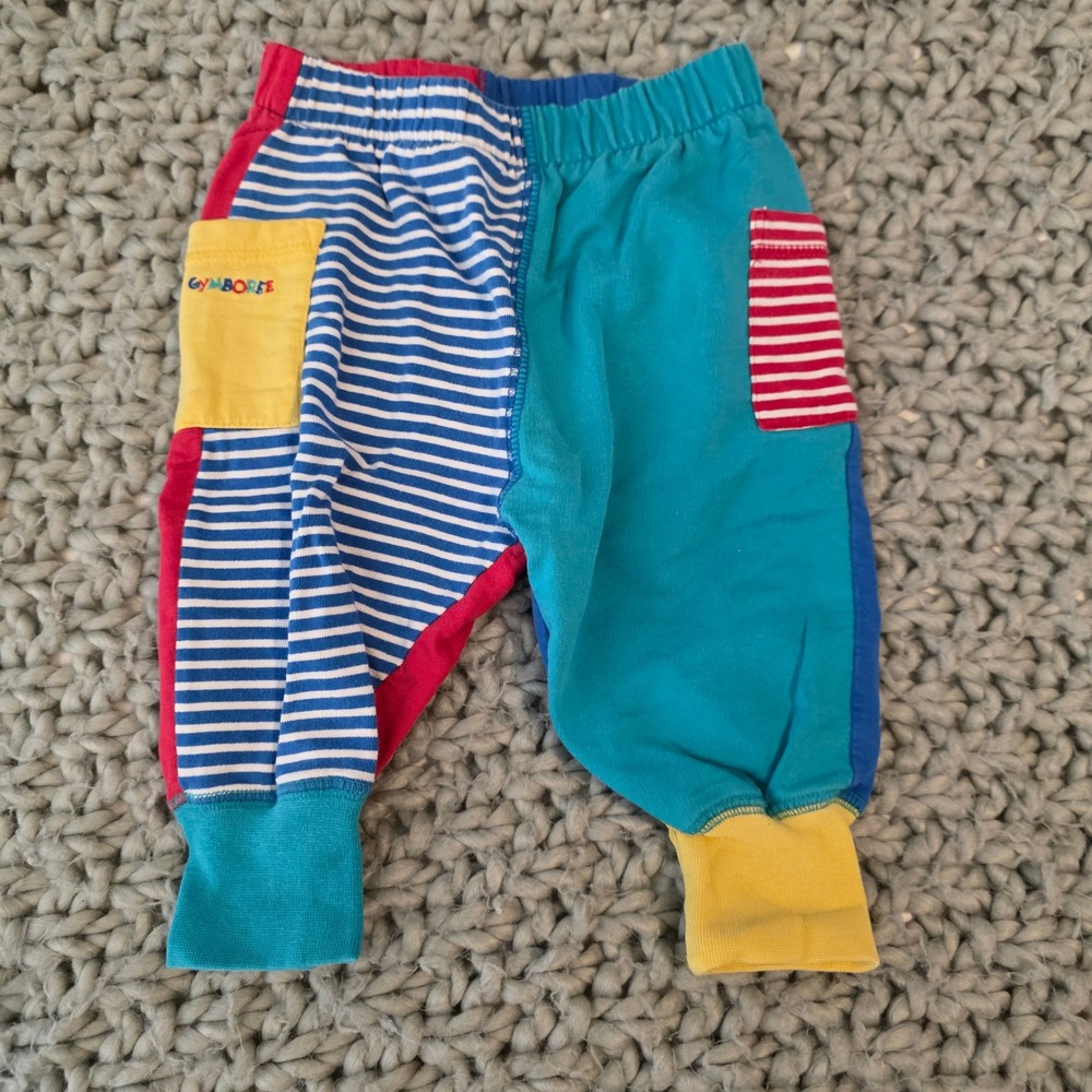 Vintage Gymboree Baby Colorblock Joggers Size 6-9M Rainbow Tag 90s Style